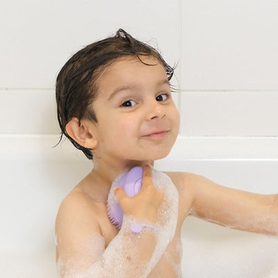 Grasp pebbl cleansing bathtime brush dispensing scrubbing baby sponge for children